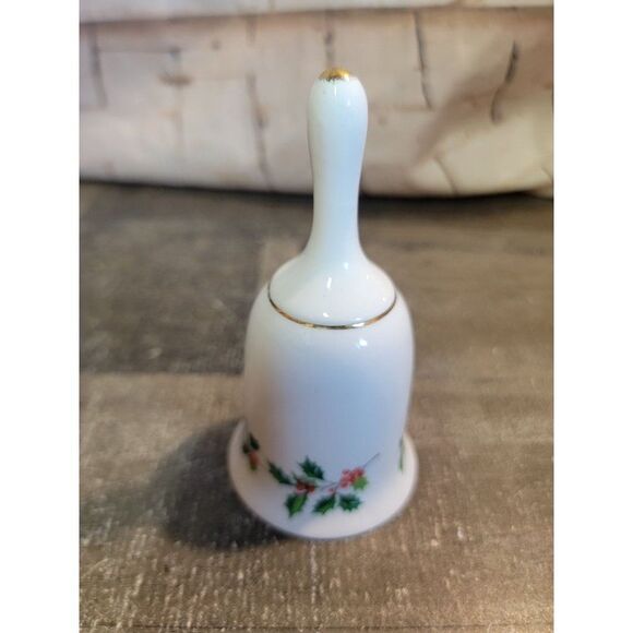 Ceramic best wishes Bell mistletoe Xmas Decor figure - Picture 3 of 6